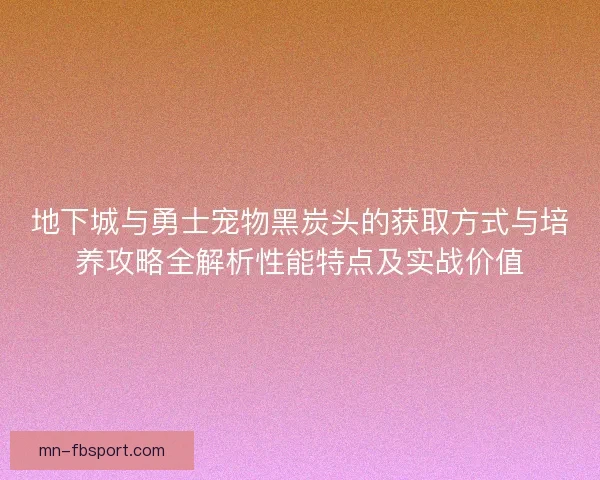 地下城与勇士宠物黑炭头的获取方式与培养攻略全解析性能特点及实战价值
