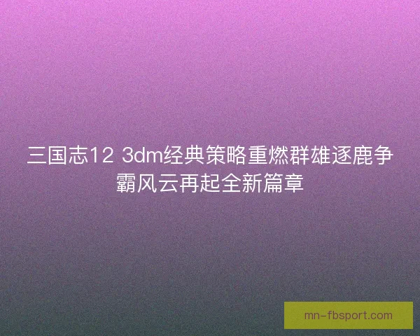 三国志12 3dm经典策略重燃群雄逐鹿争霸风云再起全新篇章